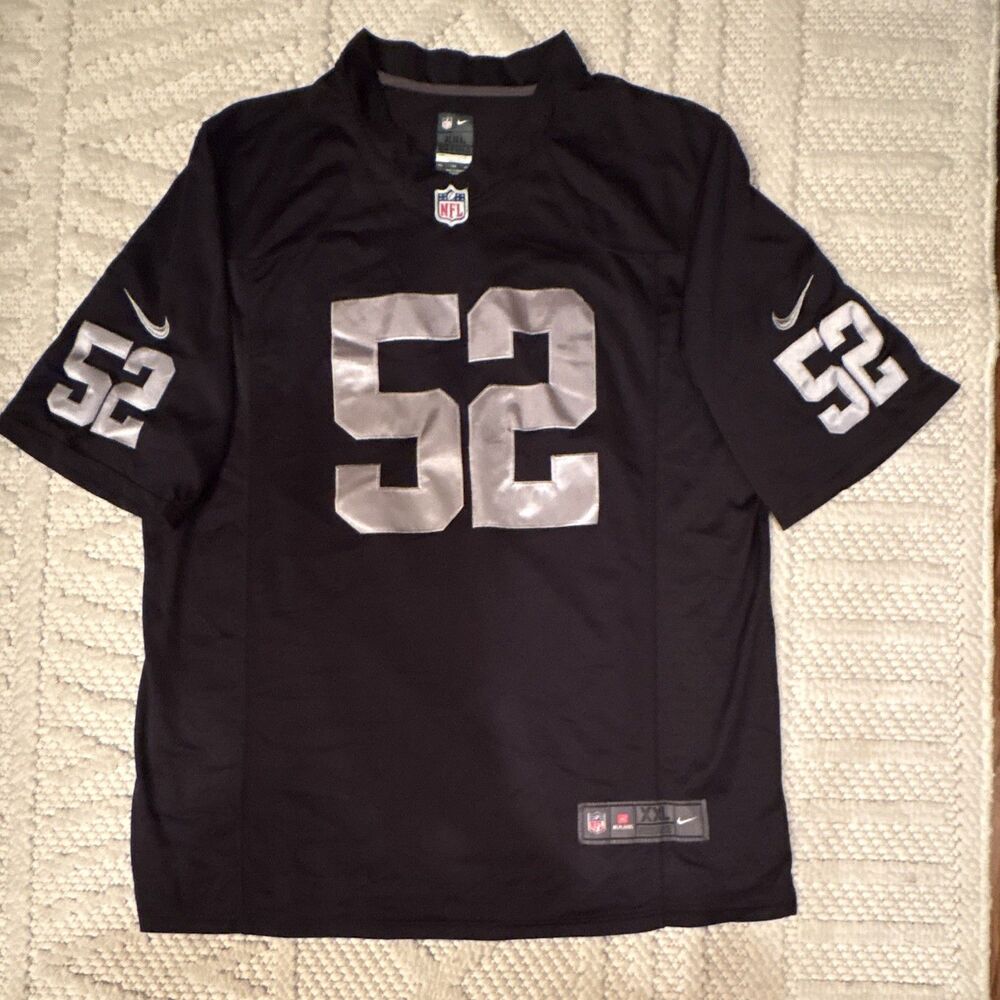 Nike Men's XXL Khalil Mack Oakland Raiders Stitched On-Field Black Jersey 52